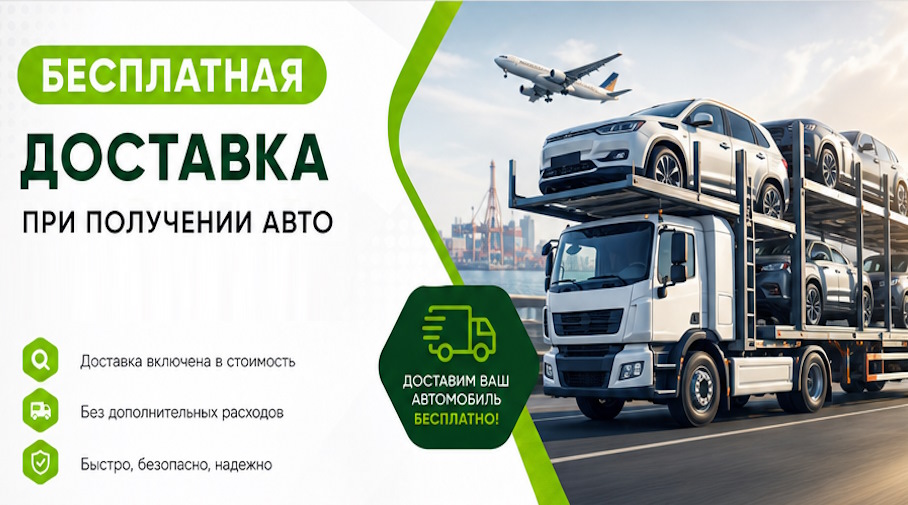 Акция! Бесплатная доставка по Кингисеппе при получении авто